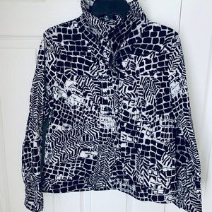 Chico’s Women Jacket Multi Color Animal Print Lightweight Button Front  8/ 10 M
